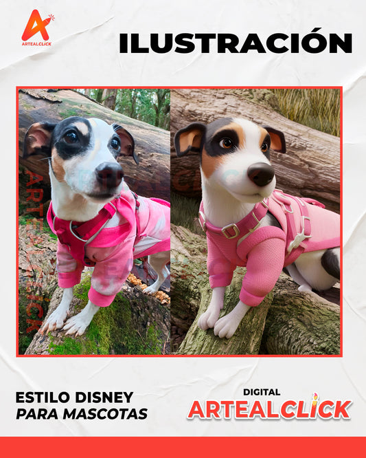 Ilustración Digital Estilo Disney o dibujo para Mascotas - ArteAlClick