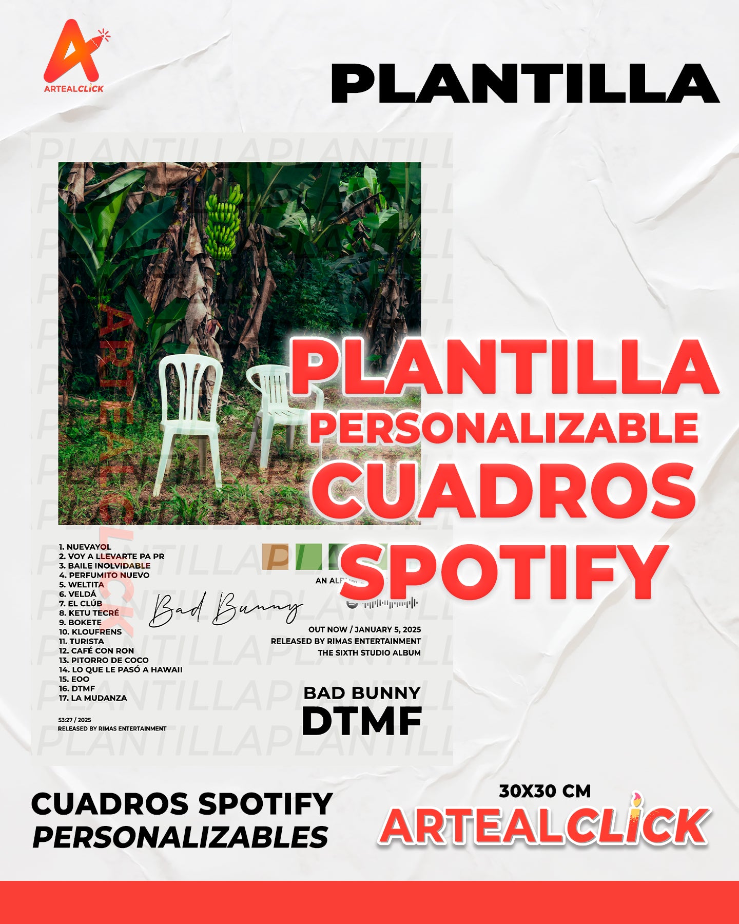 Plantilla Personalizable para Cuadros de Álbum Spotify - ArteAlClick