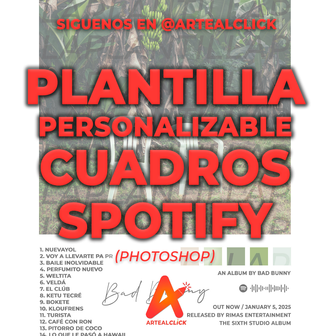 Plantilla Personalizable para Cuadros de Álbum Spotify - ArteAlClick