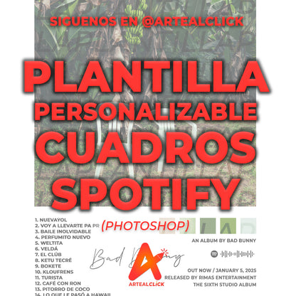 Plantilla Personalizable para Cuadros de Álbum Spotify - ArteAlClick