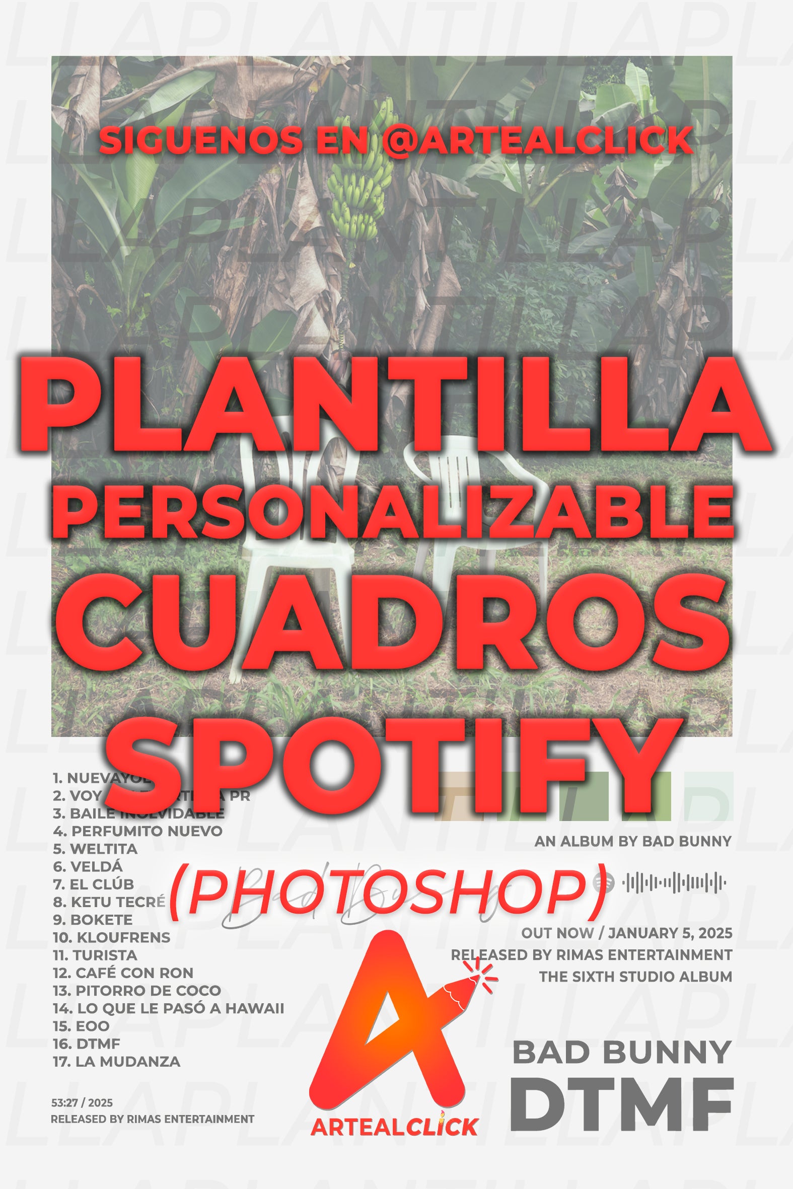 Plantilla Personalizable para Cuadros de Álbum Spotify - ArteAlClick