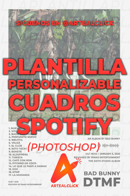 Plantilla Personalizable para Cuadros de Álbum Spotify - ArteAlClick